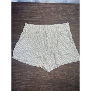 Z Supply Farah Gingham Shorts Size Medium Beige White Rayon